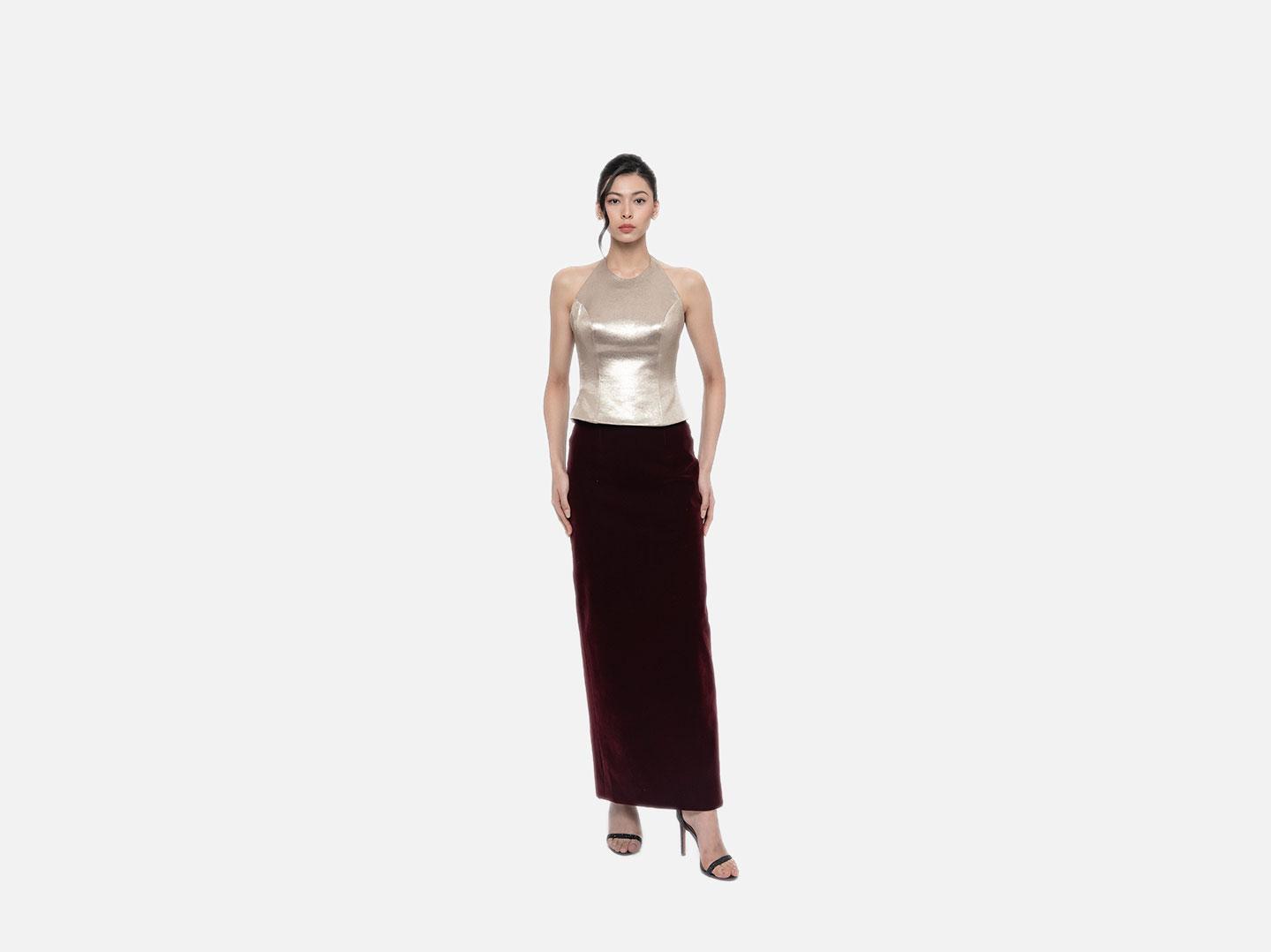 Garda Halter Top in Gold Lurex Image 1