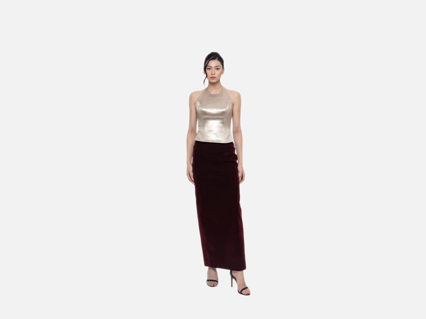 Garda Halter Top in Gold Lurex Image 2