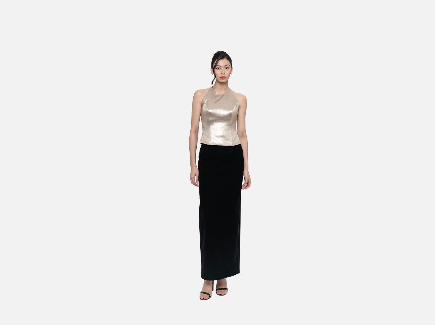 Garda Halter Top in Gold Lurex Image 4